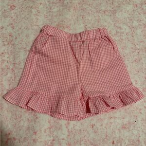 Stitchy Fish Pink Gingham Ruffle Shorts